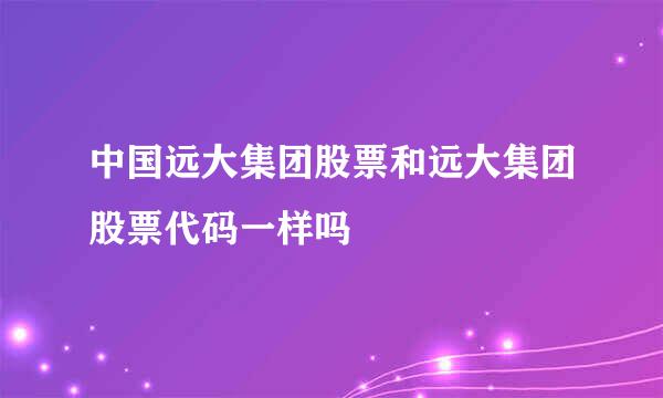 中国远大集团股票和远大集团股票代码一样吗