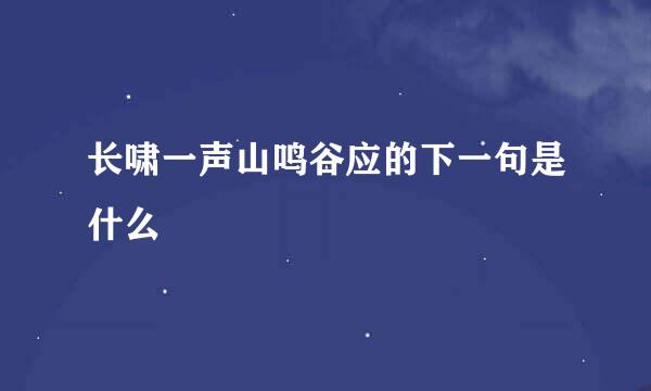 长啸一声山鸣谷应的下一句是什么