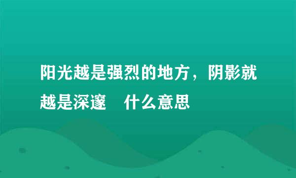 阳光越是强烈的地方，阴影就越是深邃 什么意思