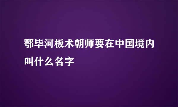 鄂毕河板术朝师要在中国境内叫什么名字