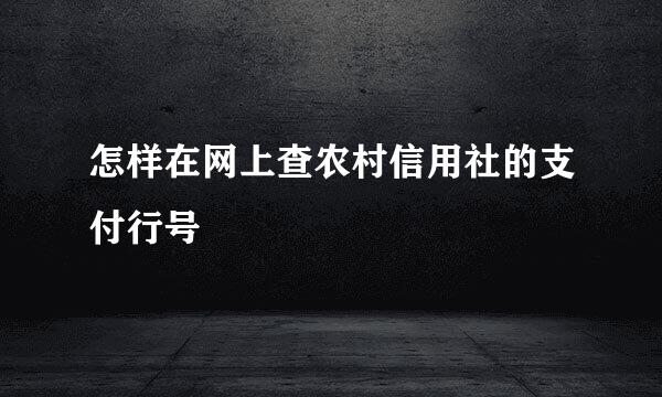 怎样在网上查农村信用社的支付行号