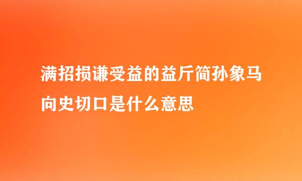 满招损谦受益的益斤简孙象马向史切口是什么意思