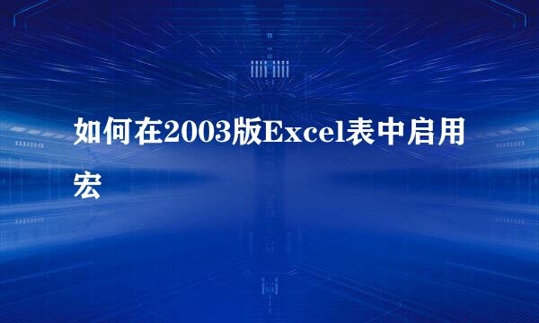 如何在2003版Excel表中启用宏