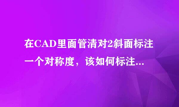 在CAD里面管清对2斜面标注一个对称度，该如何标注比较好。或者采用其他方法也行。