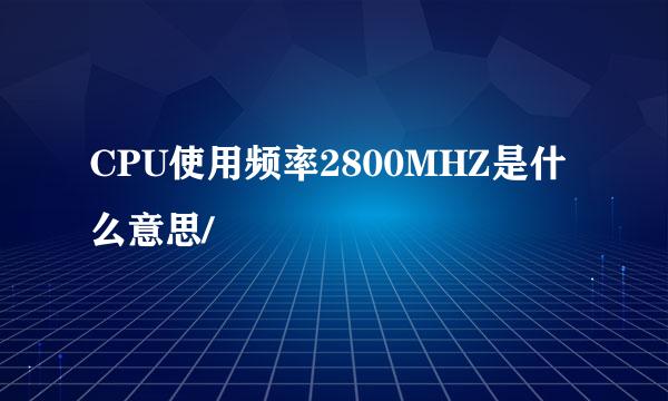 CPU使用频率2800MHZ是什么意思/