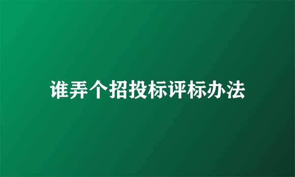 谁弄个招投标评标办法