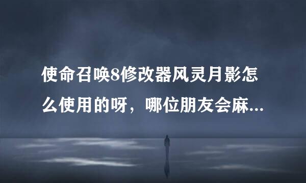 使命召唤8修改器风灵月影怎么使用的呀，哪位朋友会麻烦教我一下，有数据包的话也麻烦给我一个，谢了