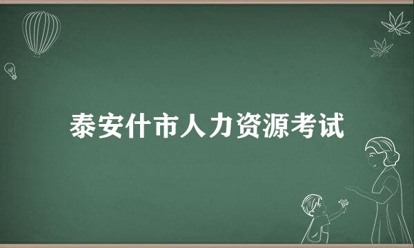 泰安什市人力资源考试