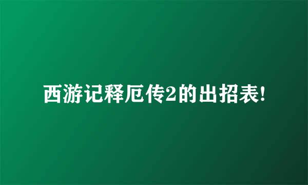 西游记释厄传2的出招表!