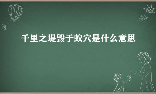 千里之堤毁于蚁穴是什么意思