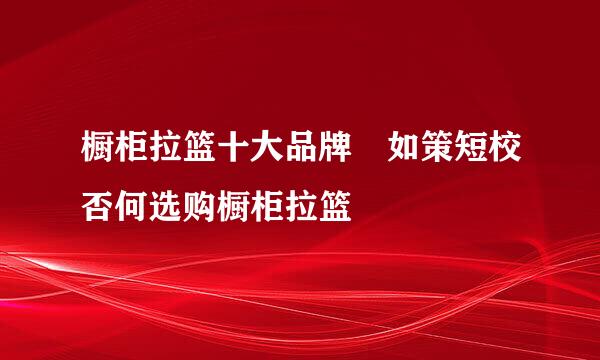 橱柜拉篮十大品牌 如策短校否何选购橱柜拉篮