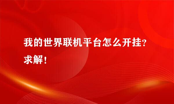 我的世界联机平台怎么开挂？求解！