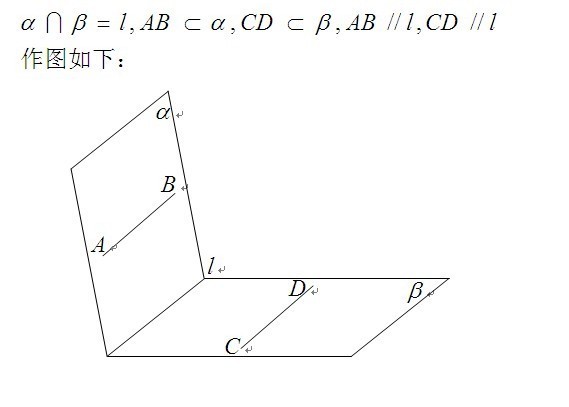 数学画出满足下列条件的图形α∩β＝l，AB∈α，CD∈β,AB∥l,CD∥l11