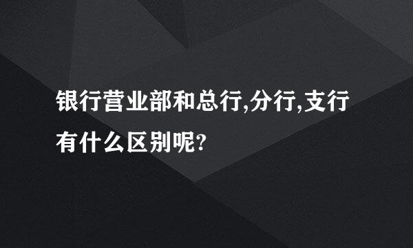 银行营业部和总行,分行,支行有什么区别呢?