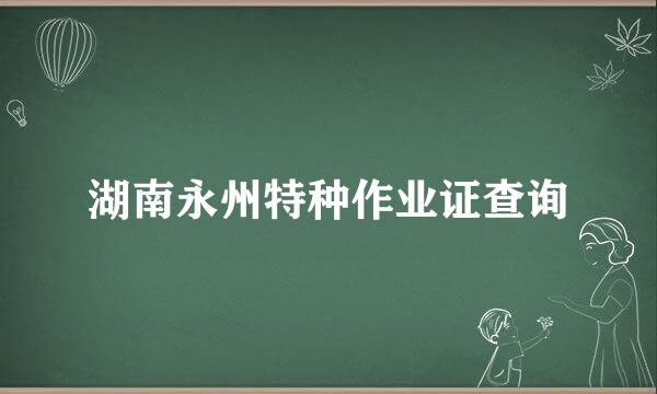 湖南永州特种作业证查询