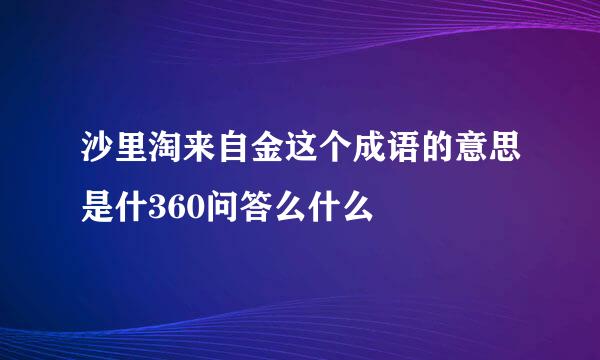 沙里淘来自金这个成语的意思是什360问答么什么