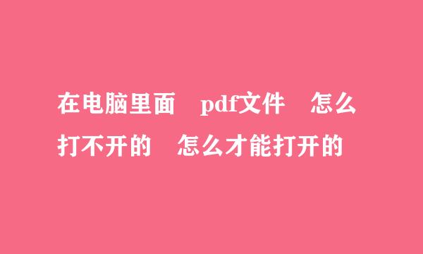 在电脑里面 pdf文件 怎么打不开的 怎么才能打开的