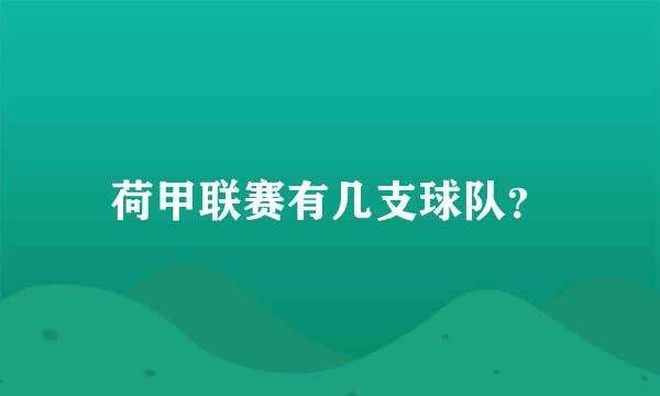 荷甲联赛有几支球队？