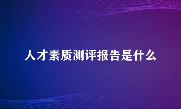 人才素质测评报告是什么