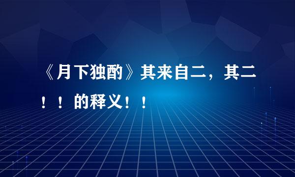 《月下独酌》其来自二，其二！！的释义！！