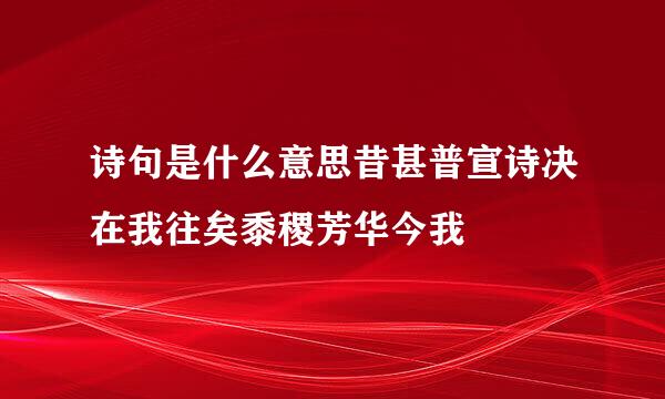 诗句是什么意思昔甚普宣诗决在我往矣黍稷芳华今我