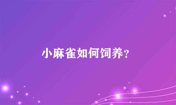 小麻雀如何饲养？