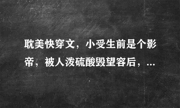 耽美快穿文，小受生前是个影帝，被人泼硫酸毁望容后，被恋慕他的经纪人囚禁在小位季圆机黑屋里，