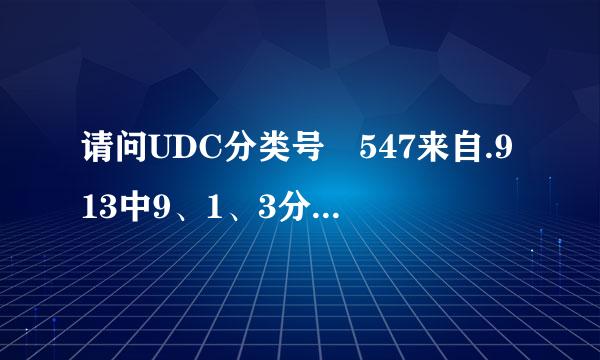 请问UDC分类号 547来自.913中9、1、3分别代表什么？哪里可以查到？我只能查到主杨拿失矛活神分类号547的含义。谢谢！