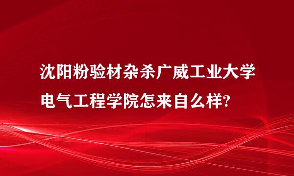 沈阳粉验材杂杀广威工业大学电气工程学院怎来自么样?