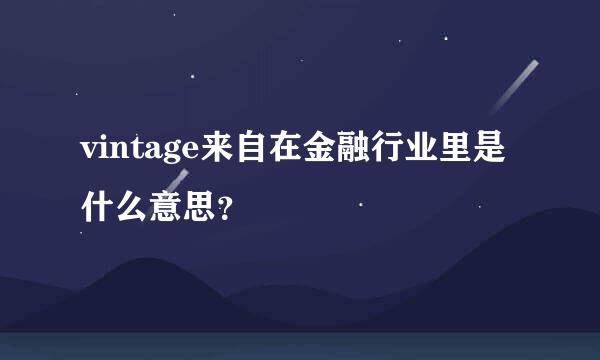 vintage来自在金融行业里是什么意思？