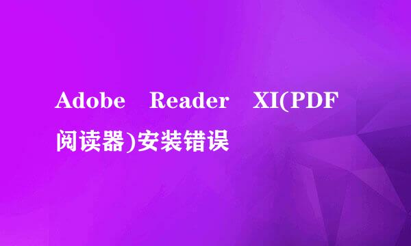 Adobe Reader XI(PDF阅读器)安装错误