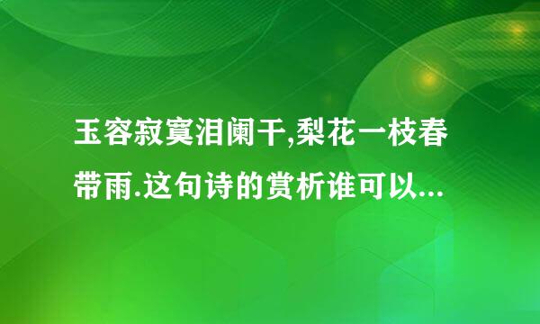 玉容寂寞泪阑干,梨花一枝春带雨.这句诗的赏析谁可以帮陆对我啊!