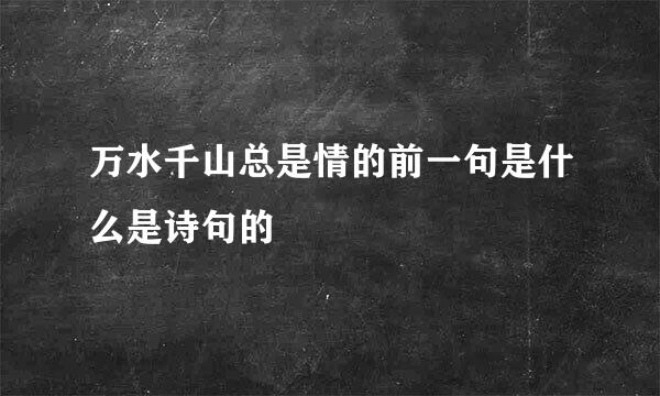 万水千山总是情的前一句是什么是诗句的