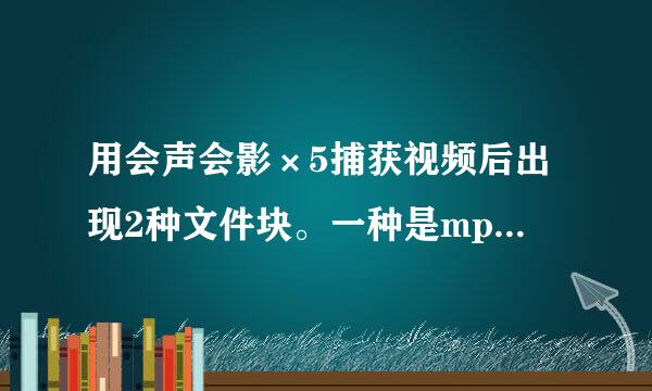 用会声会影×5捕获视频后出现2种文件块。一种是mpg，另一种是常见打不开那种白色文件块。而且间隔式