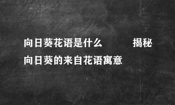 向日葵花语是什么   揭秘向日葵的来自花语寓意