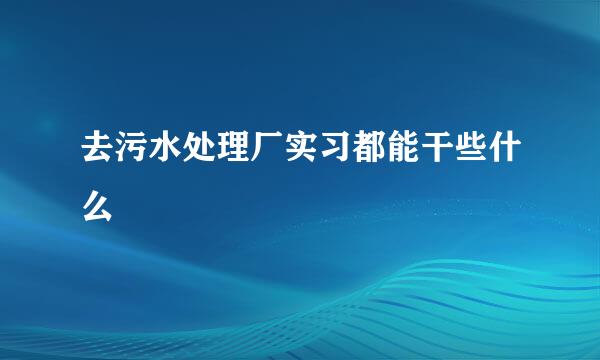 去污水处理厂实习都能干些什么