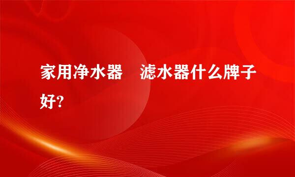 家用净水器 滤水器什么牌子好?