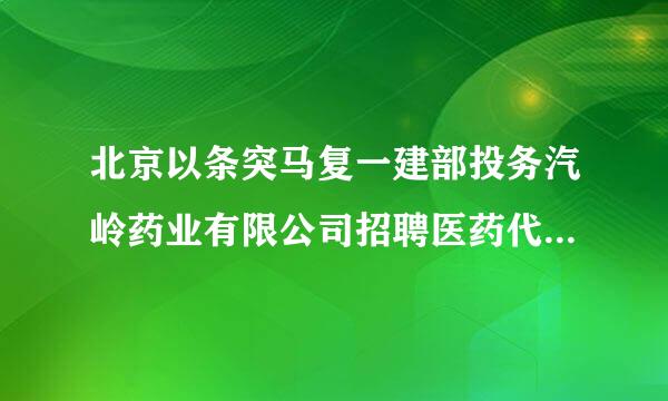 北京以条突马复一建部投务汽岭药业有限公司招聘医药代表，待遇薪如何?