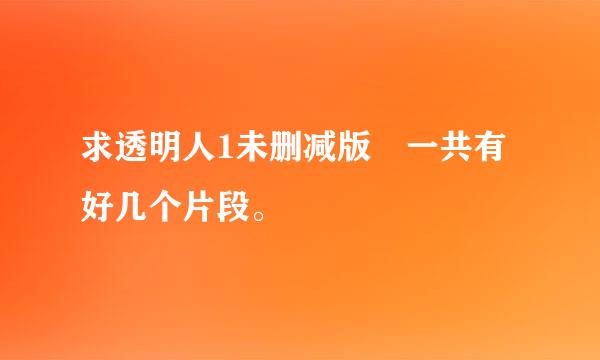 求透明人1未删减版 一共有好几个片段。