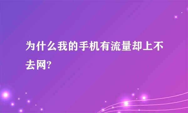 为什么我的手机有流量却上不去网?