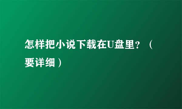 怎样把小说下载在U盘里？（要详细）