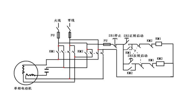 单相电机四根引线正反转怎么接线