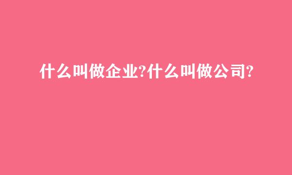 什么叫做企业?什么叫做公司?