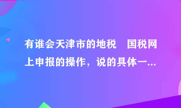 有谁会天津市的地税 国税网上申报的操作，说的具体一点，还有申报的时间限制等等。