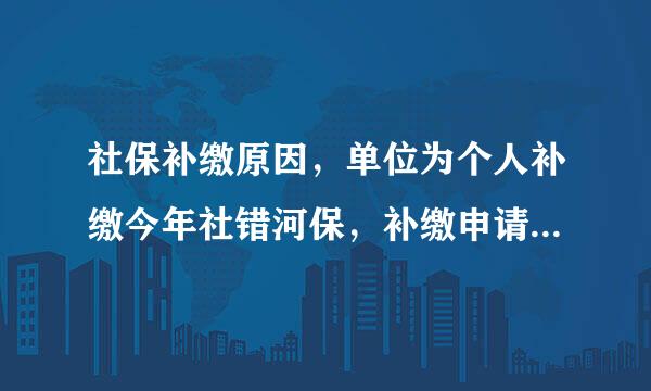 社保补缴原因，单位为个人补缴今年社错河保，补缴申请要怎么写？急！