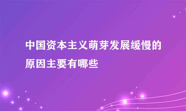 中国资本主义萌芽发展缓慢的原因主要有哪些