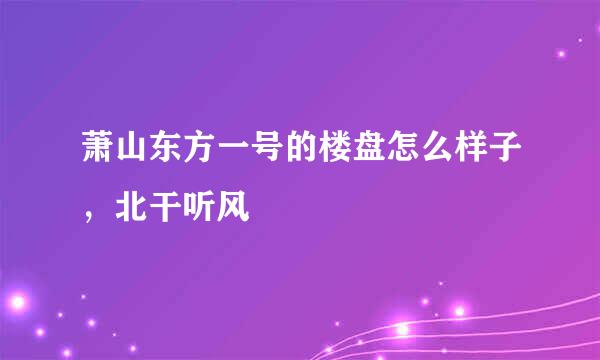 萧山东方一号的楼盘怎么样子，北干听风