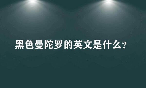 黑色曼陀罗的英文是什么？