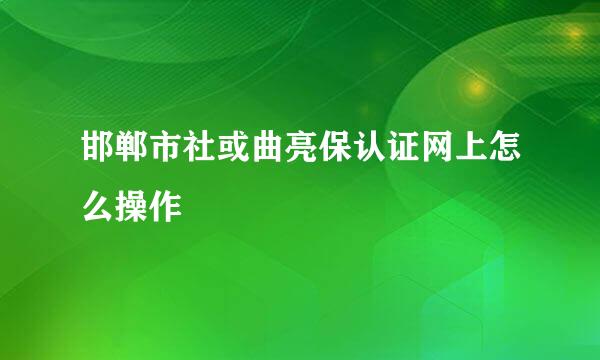 邯郸市社或曲亮保认证网上怎么操作