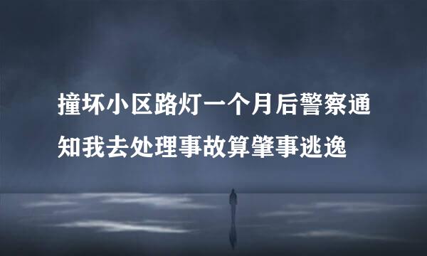 撞坏小区路灯一个月后警察通知我去处理事故算肇事逃逸